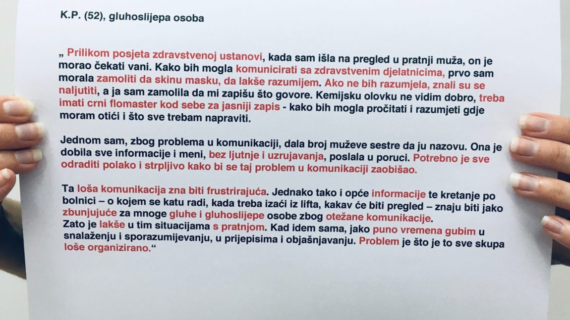 Smjernice o pristupu gluhoslijepim pacijentima za kvalitetniju zdravstvenu uslugu!